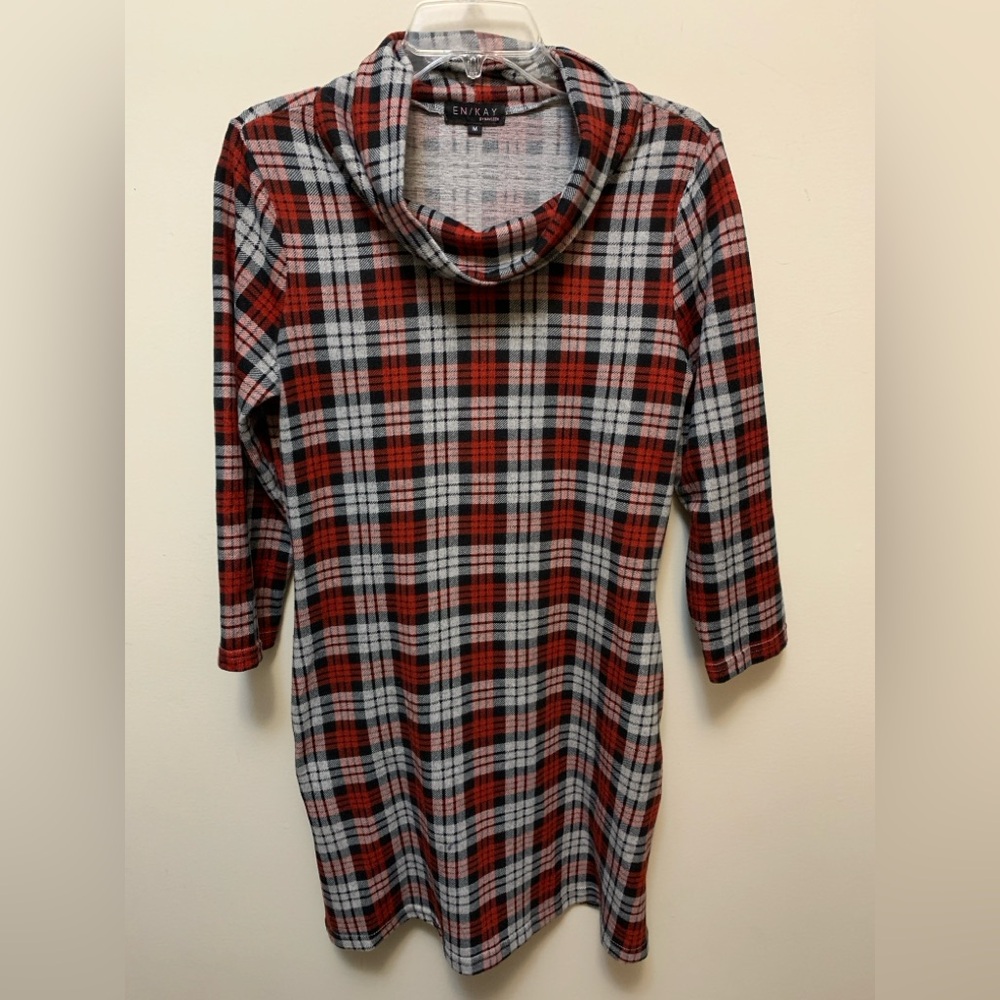 EN/KAY by Navleen Red and Black Plaid Dress